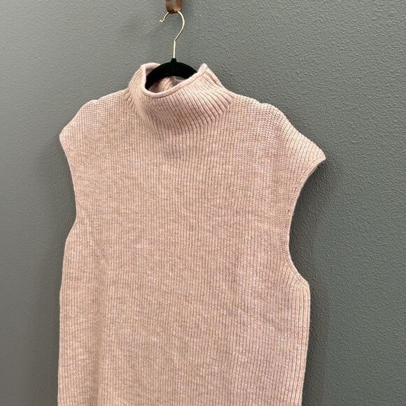 Stitches + Stripes 100% Mock Neck Sleeveless Ribbed Knit Dress Sz M - Picture 2 of 8